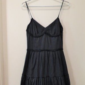 ANN TAYLOR LOFT black cotton silk maxi dress 2 XS